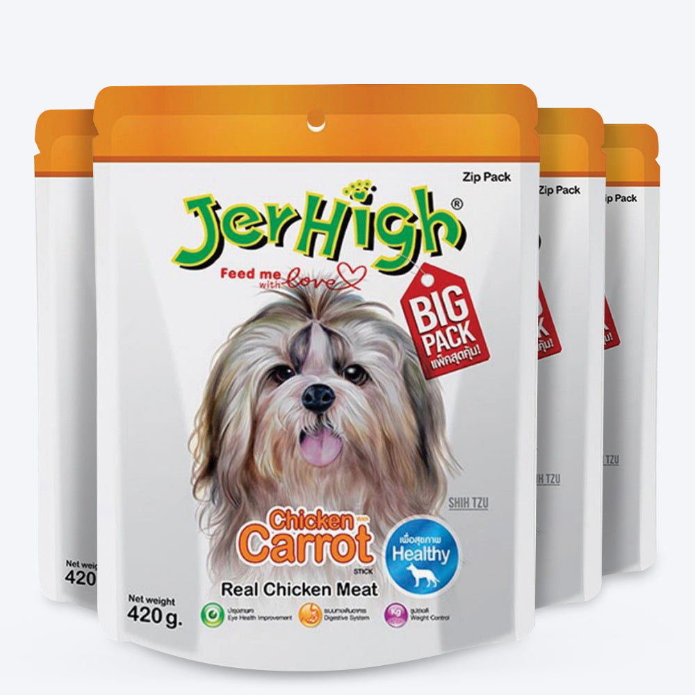 JerHigh Carrot Stick Dog Treat with Real Chicken Meat - Heads Up For Tails