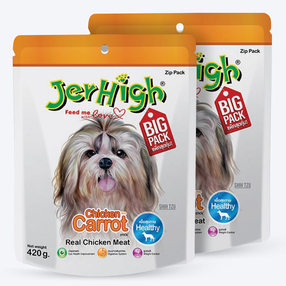 JerHigh Carrot Stick Dog Treat with Real Chicken Meat - Heads Up For Tails