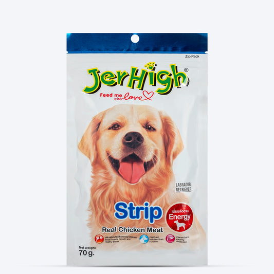 JerHigh Strip Dog Treats with Real Chicken Meat - 70 g - Heads Up For Tails