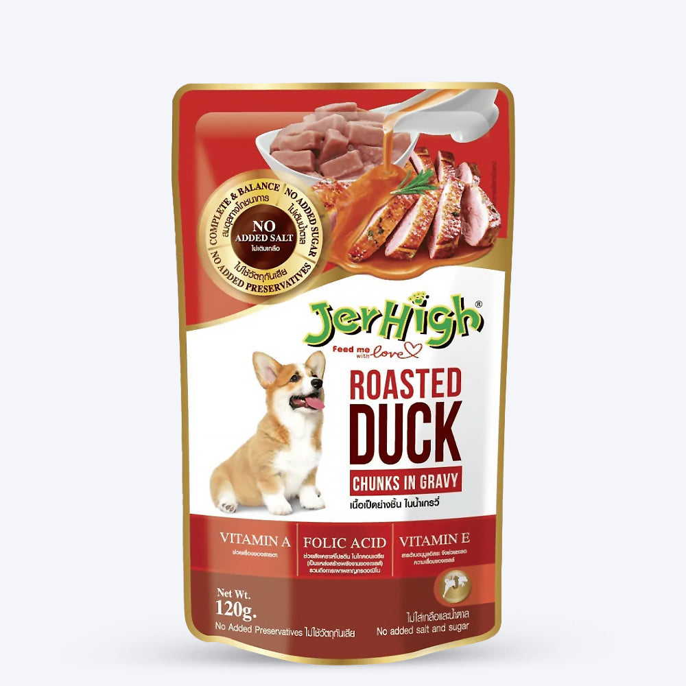 JerHigh Roasted Duck in Gravy Wet Dog Food - 120 g packs - Heads Up For Tails