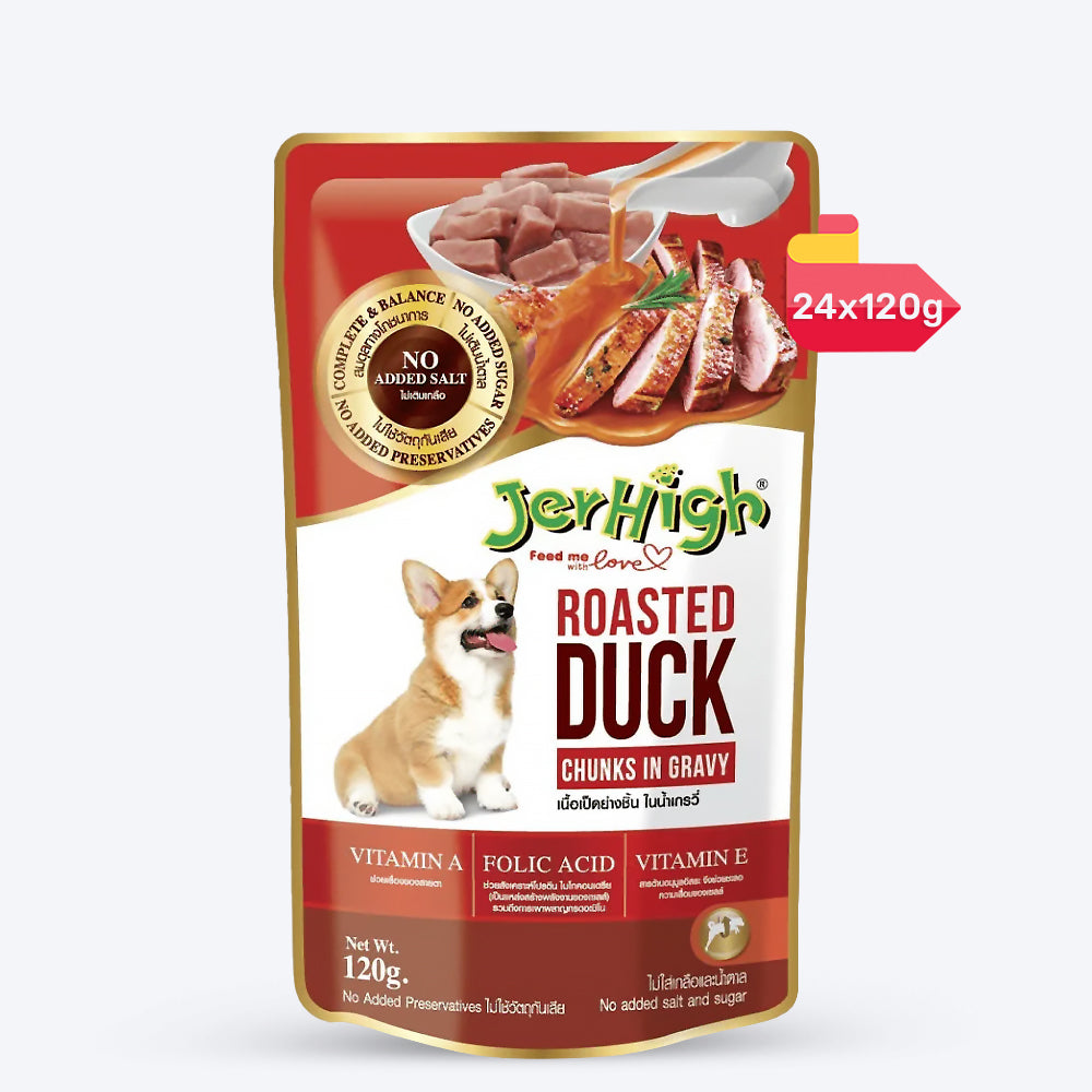 JerHigh Roasted Duck in Gravy Wet Dog Food - 120 g packs - Heads Up For Tails