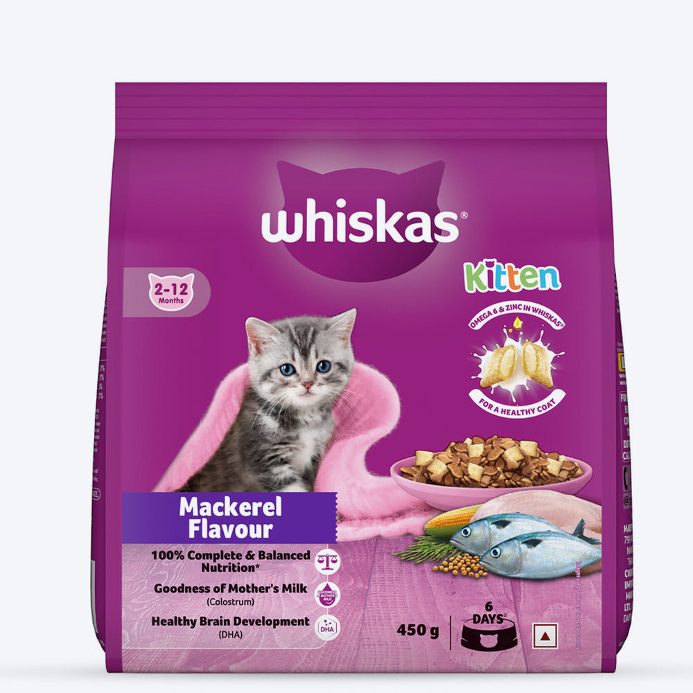 Whiskas Mackerel Flavour Dry Food For (2-12 Months) Kitten - Heads Up For Tails