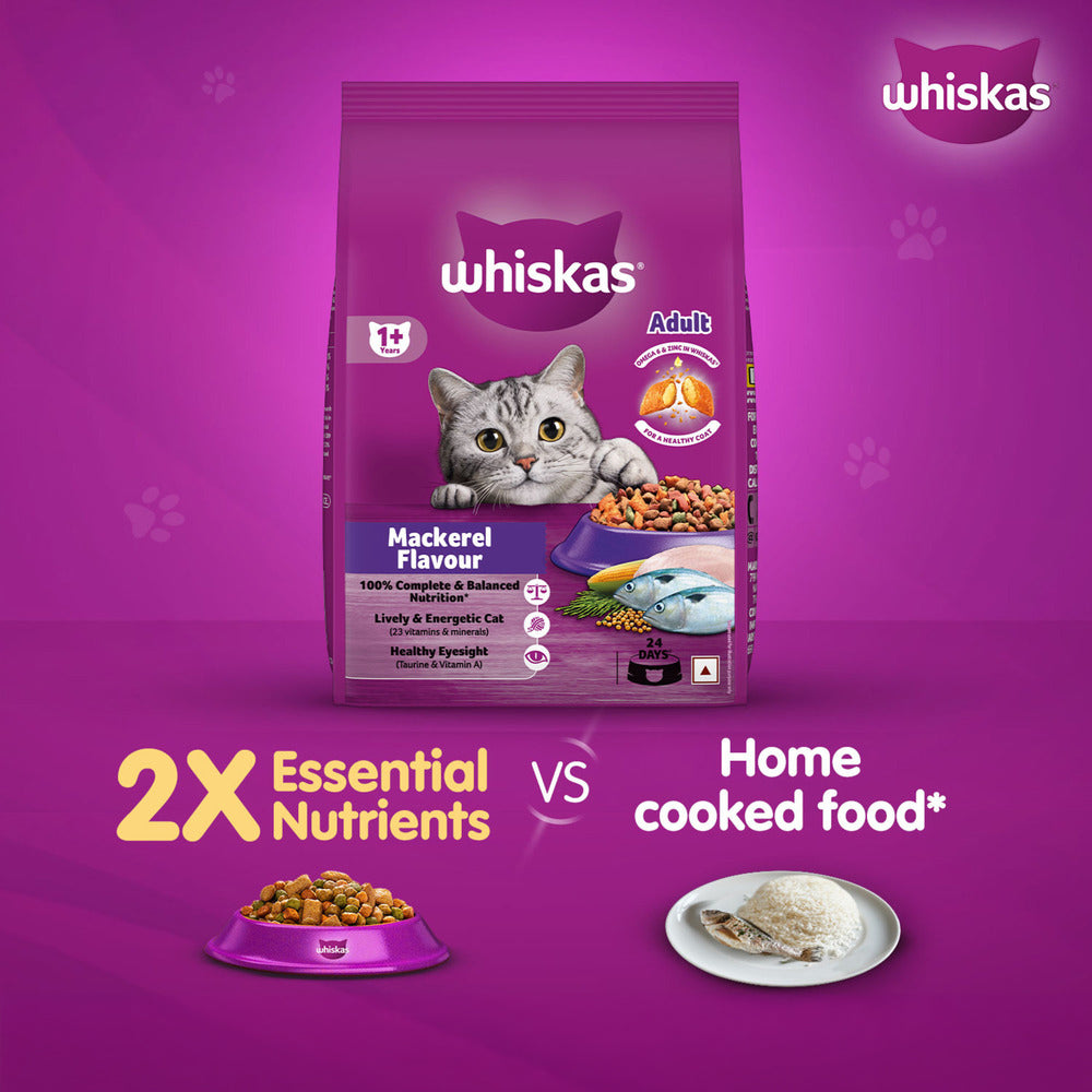Whiskas Mackerel Dry Food For Adult Cat - Heads Up For Tails
