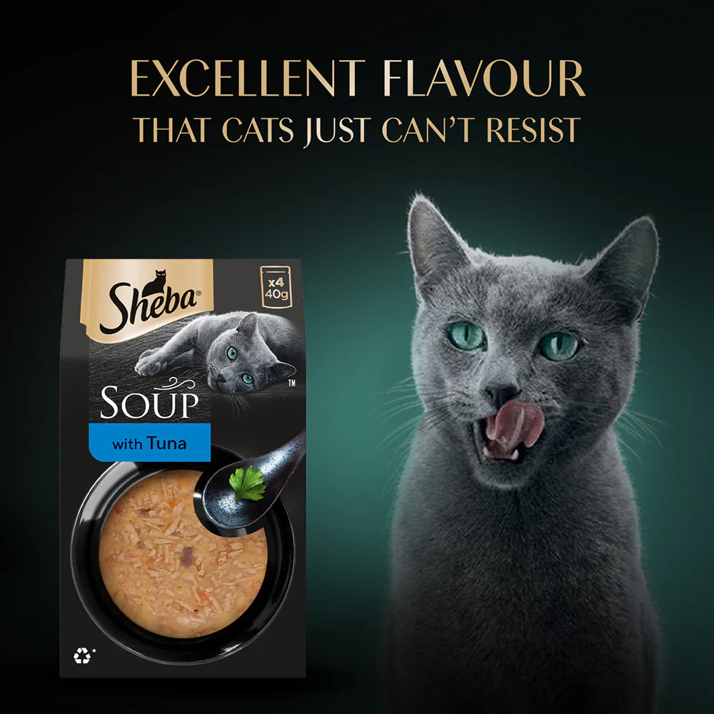 Sheba Soup With Tuna Wet Food For Cat - 40 gm x 4 pcs - Heads Up For Tails