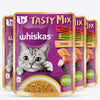 Whiskas Tasty Mix Wet Food Made With Real Fish (Seafood Cocktail & Wakame Seaweed) in Gravy For Adult (1+ year) Cat - 70 gm Pack - Heads Up For Tails