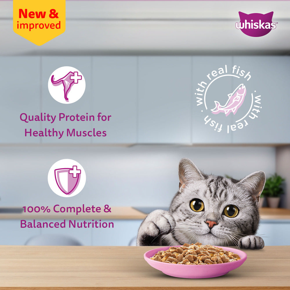 Whiskas Salmon in Gravy (1+ Years) Wet Food For Adult Cat - 80 gm Pack - Heads Up For Tails