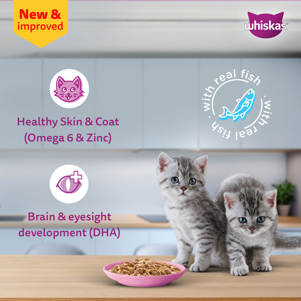 Whiskas Tuna in Jelly (2-12 Months) Wet Food For Kitten - 80 gm Pack - Heads Up For Tails