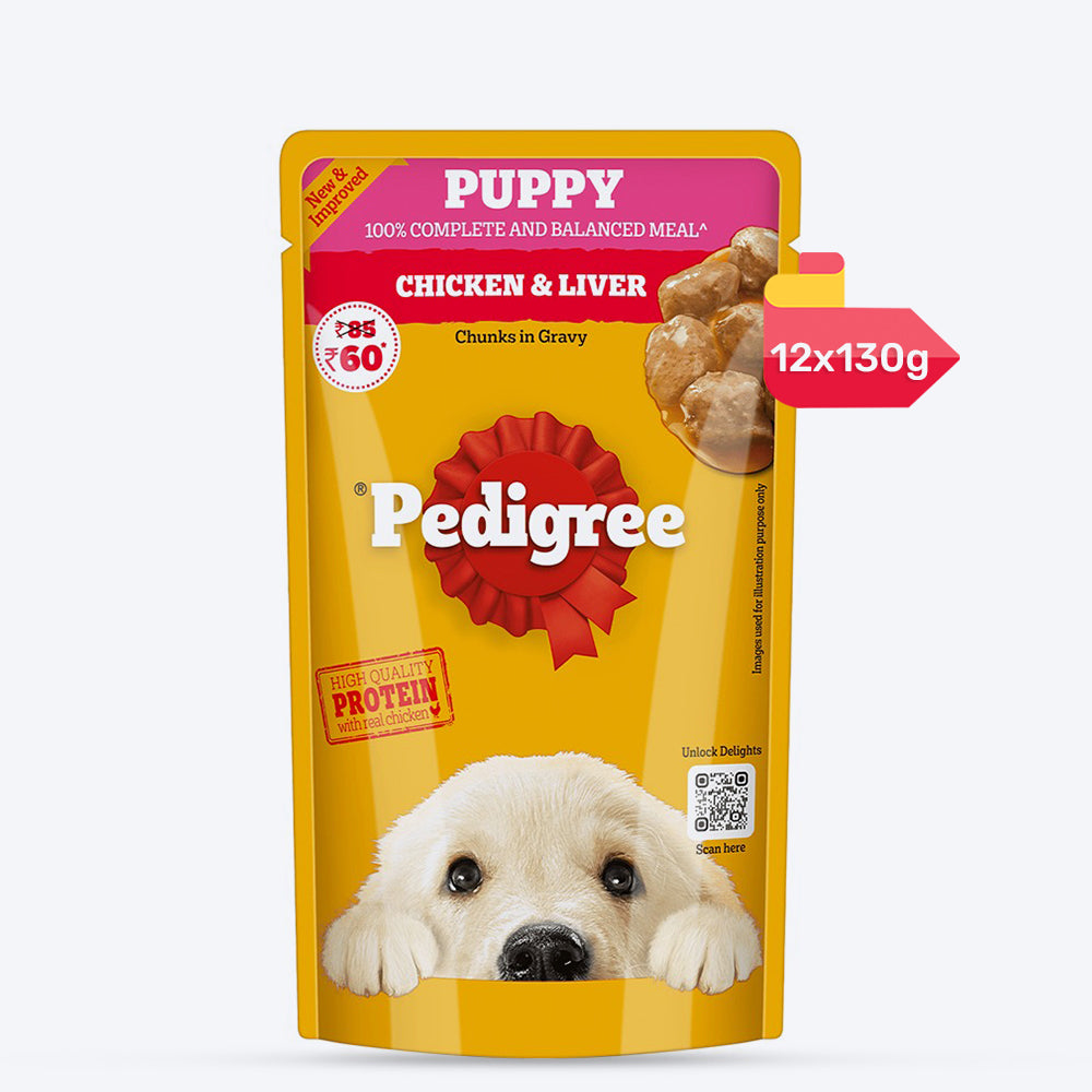 Pedigree Chicken & Liver Chunks In Gravy Puppy Wet Food - 130 g