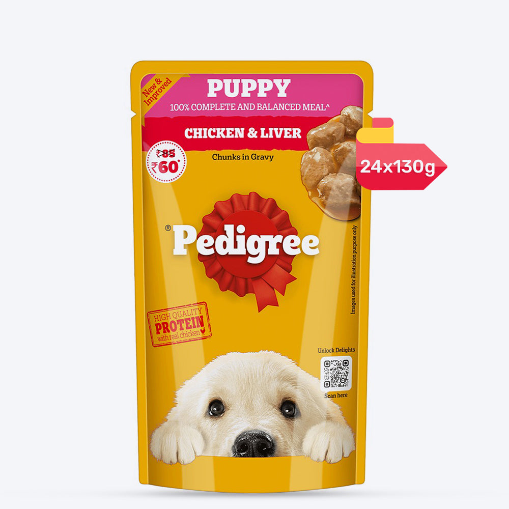 Pedigree Chicken & Liver Chunks In Gravy Puppy Wet Food - 130 g