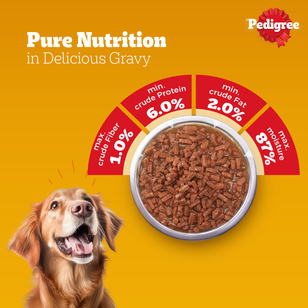 Pedigree Roasted Lamb Chunks In Gravy Adult Dog Wet Food - 130 g - Heads Up For Tails