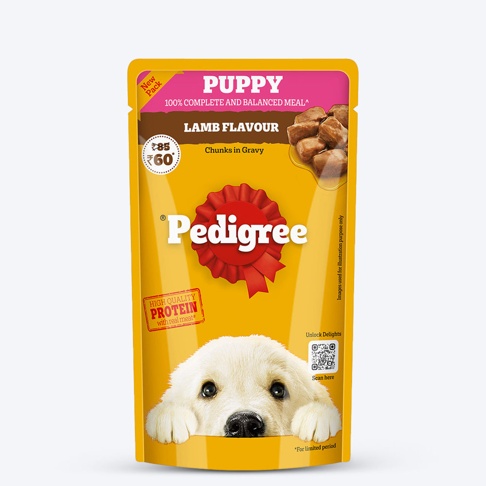 Pedigree Roasted Lamb Chunks In Gravy Puppy Wet Food - 130 g - Heads Up For Tails