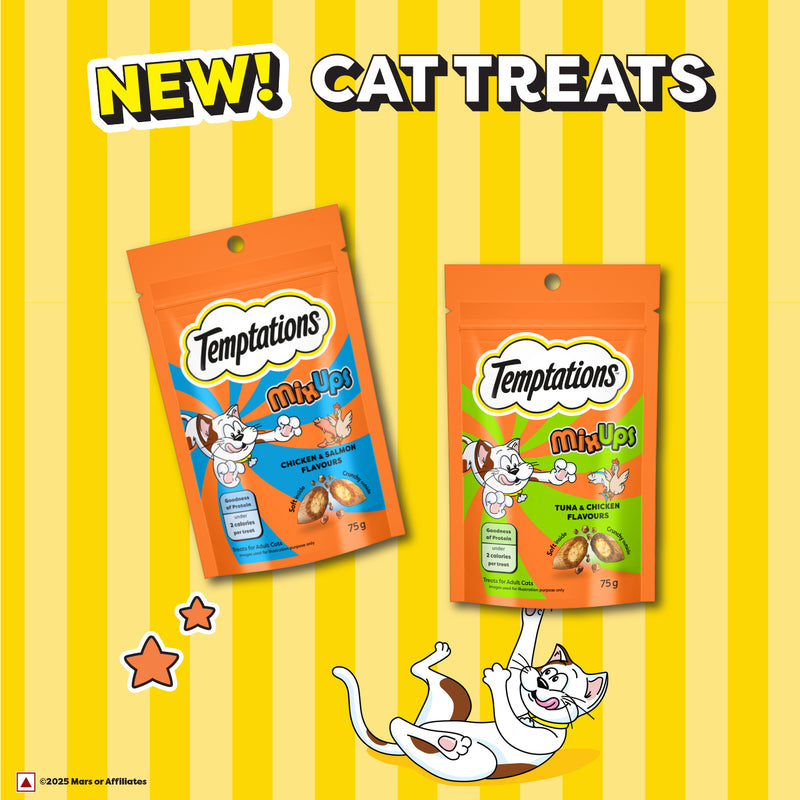 Temptations MixUps Chicken & Salmon Flavours Cat Treat - 75 g - Heads Up For Tails