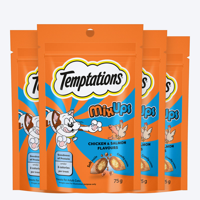 Temptations MixUps Chicken & Salmon Flavours Cat Treat - 75 g - Heads Up For Tails