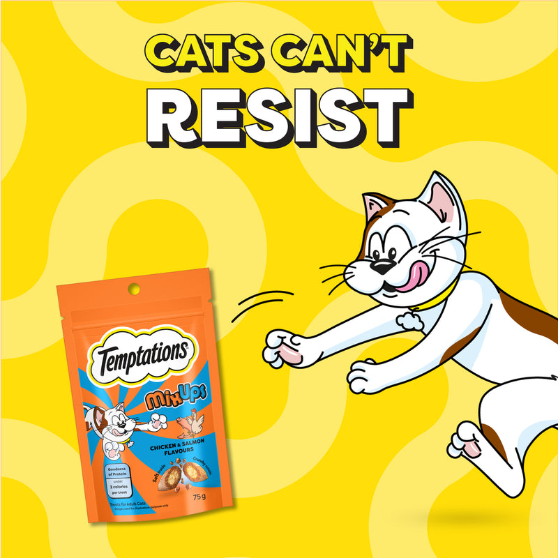 Temptations MixUps Chicken & Salmon Flavours Cat Treat - 75 g - Heads Up For Tails