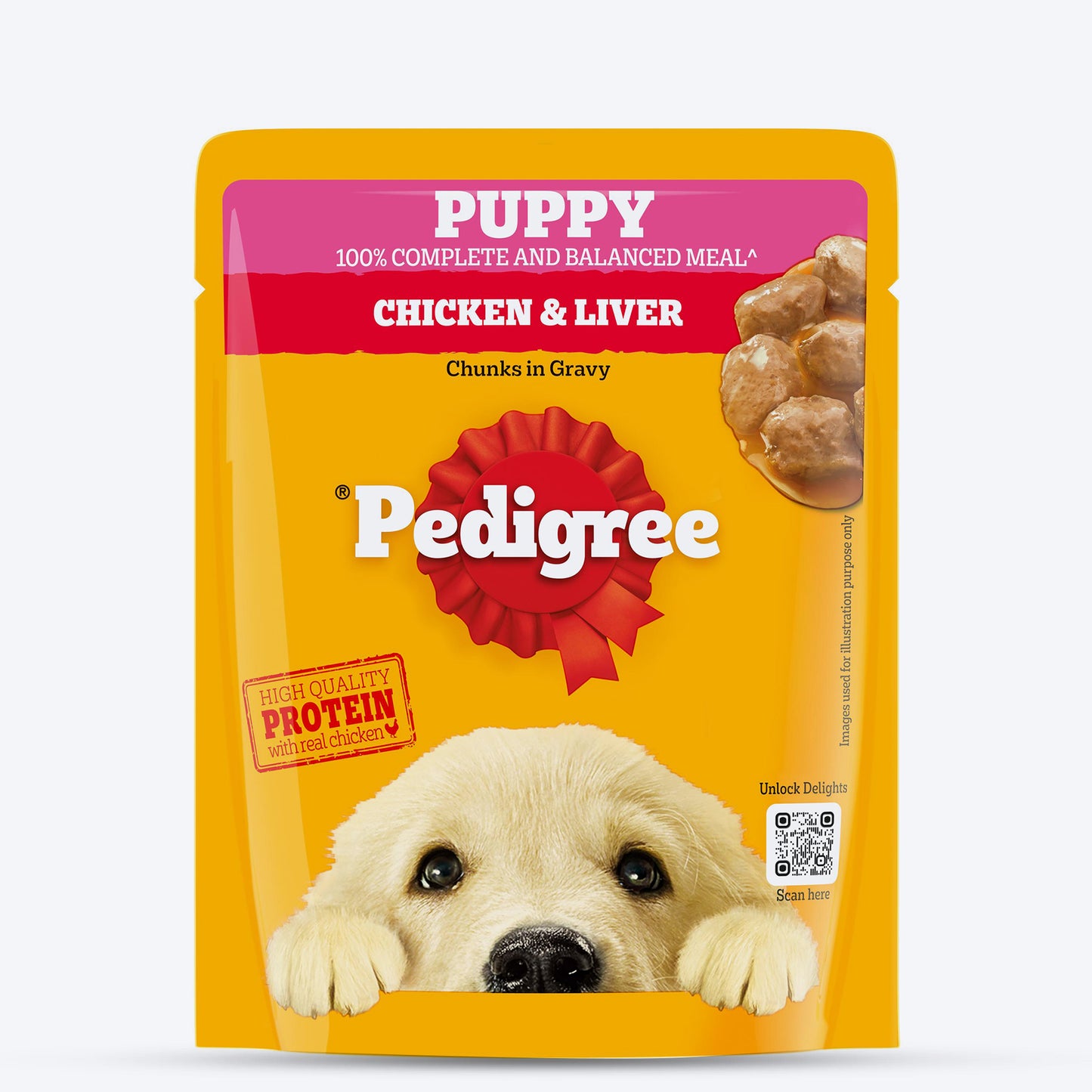 Pedigree Chicken & Liver Chunks in Gravy Wet Puppy Food - 70 g packs - Heads Up For Tails