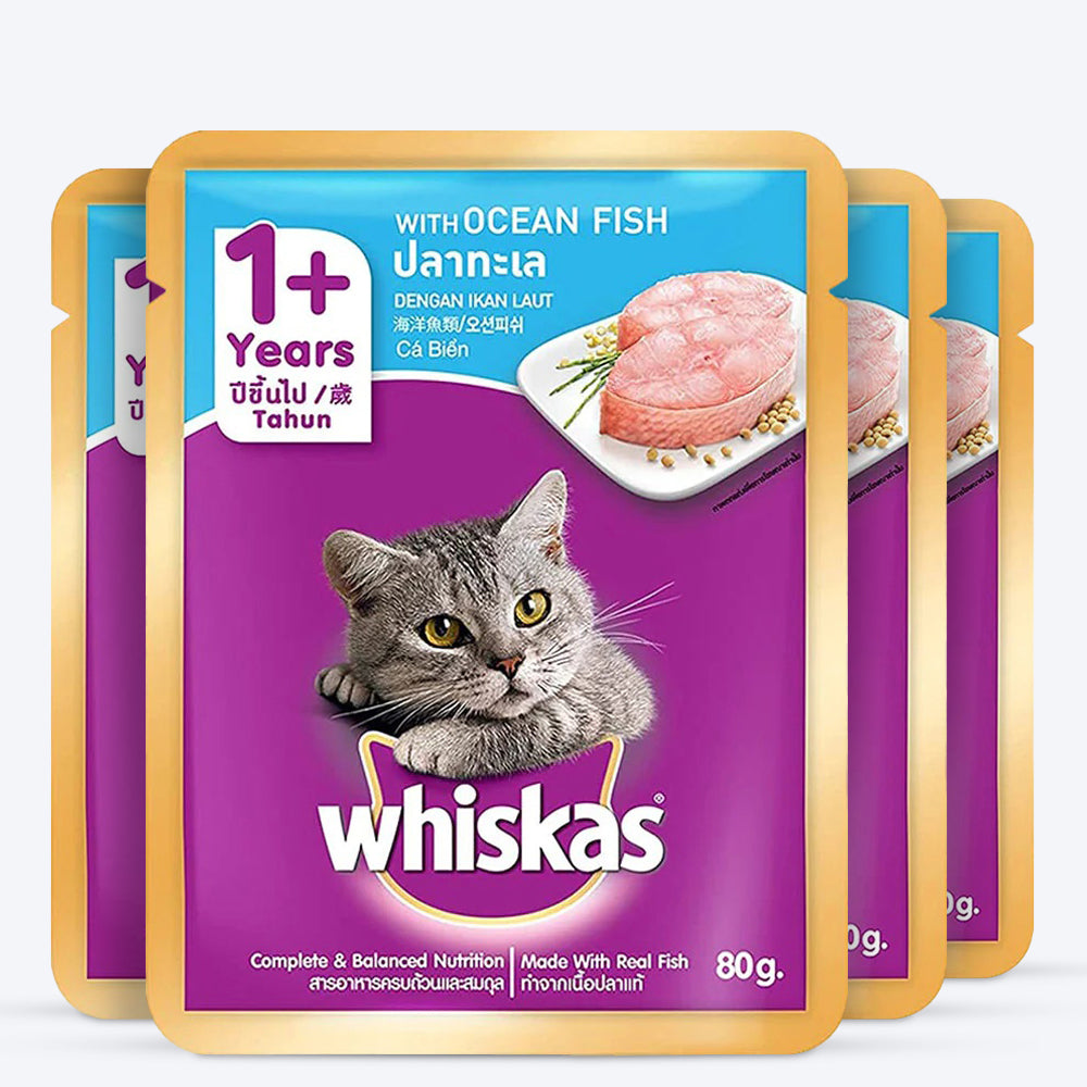 Whiskas Ocean Fish Adult Wet Cat Food - 80 g packs - Heads Up For Tails