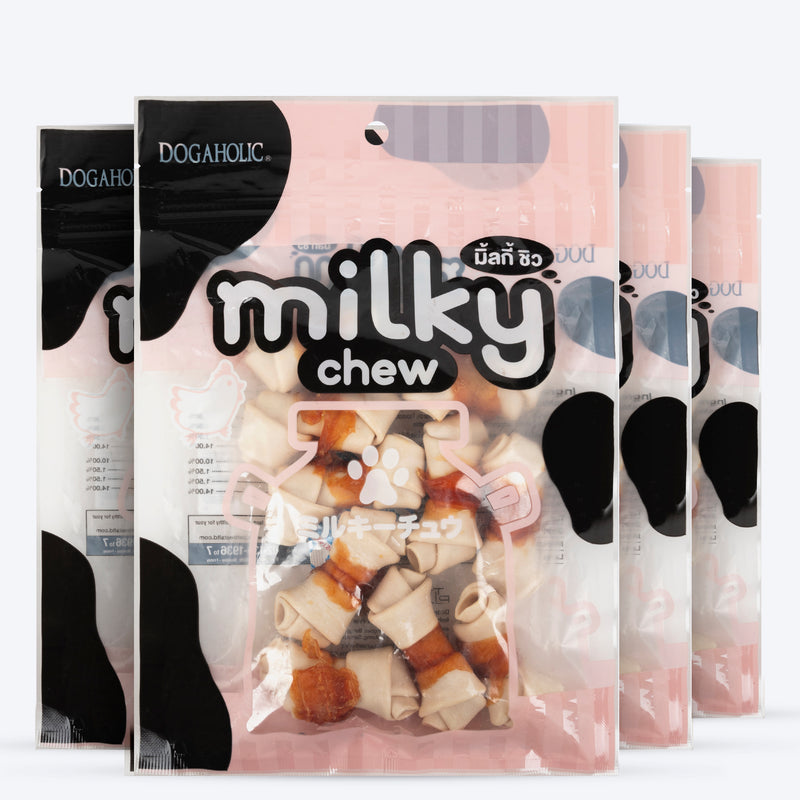 Dogaholic Milky Chew Chicken Bone Style - Chicken - 10 Pcs - 140 g - Heads Up For Tails