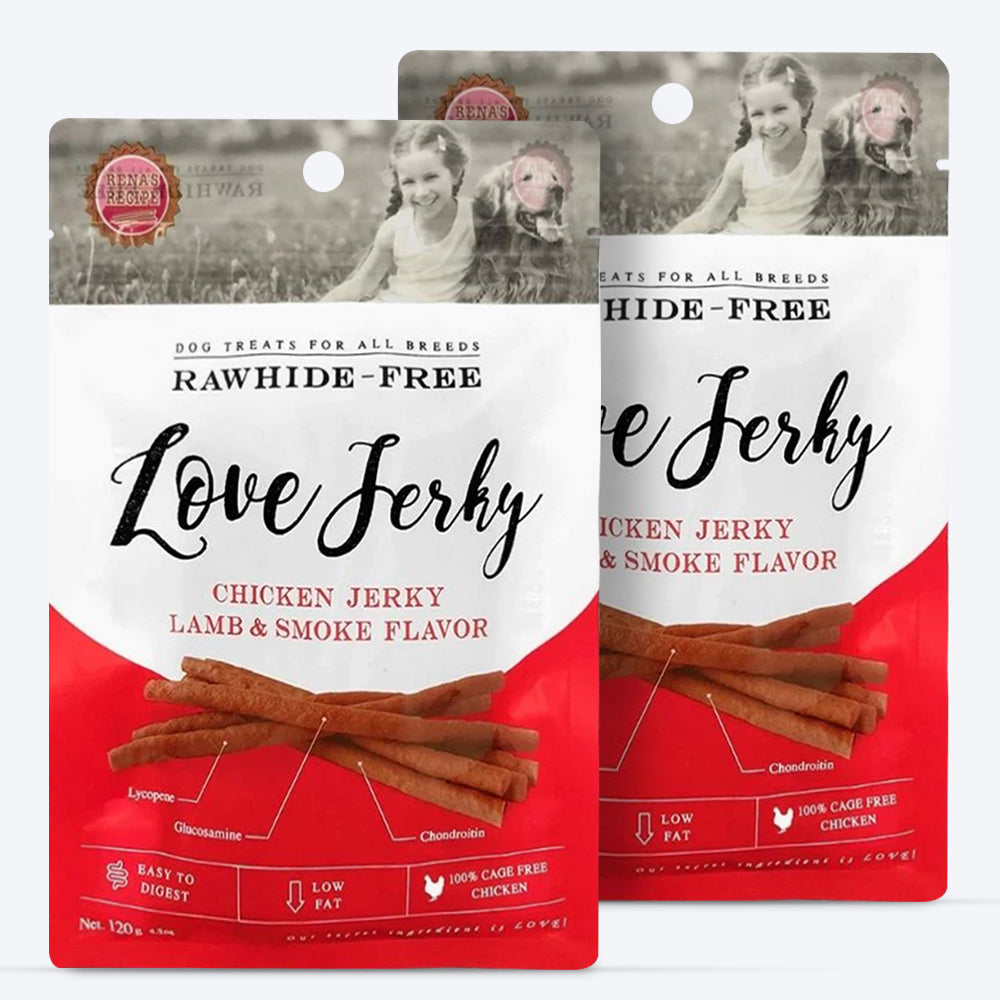 Rena's Recipe Chicken Jerky Lamb and Smoke Flavor Dog Treats - 120 g - Heads Up For Tails