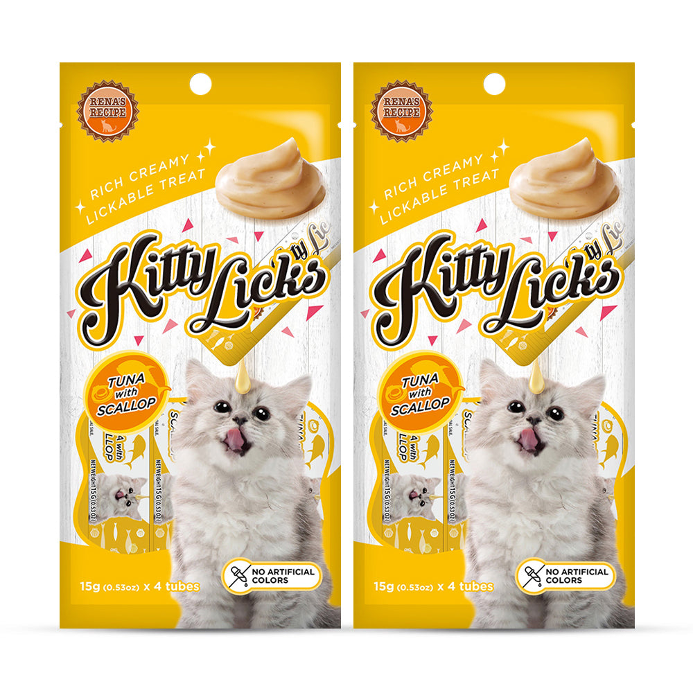 Rena's Recipe Kitty Licks Tuna With Scallop Kitten Treat Tubes - Heads Up For Tails