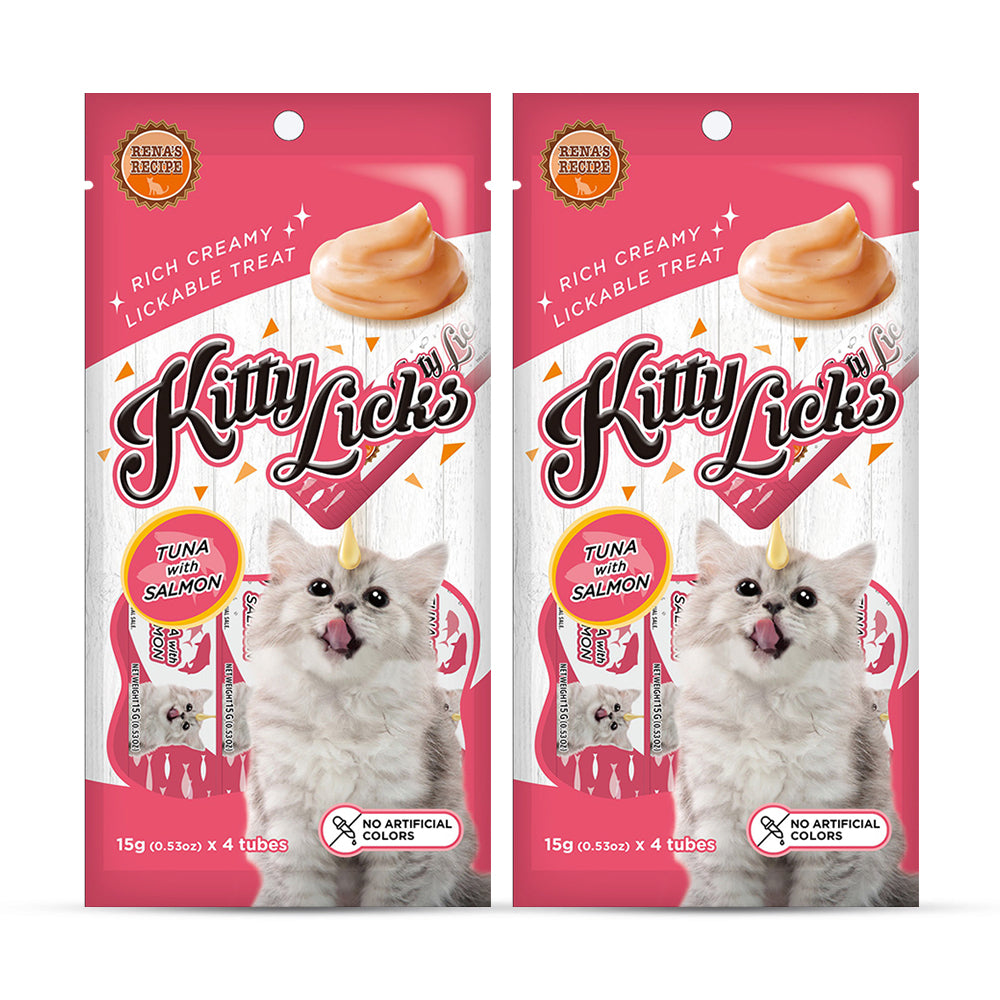 Rena's Recipe Kitty Licks Tuna With Salmon Kitten Treat Tubes - Heads Up For Tails