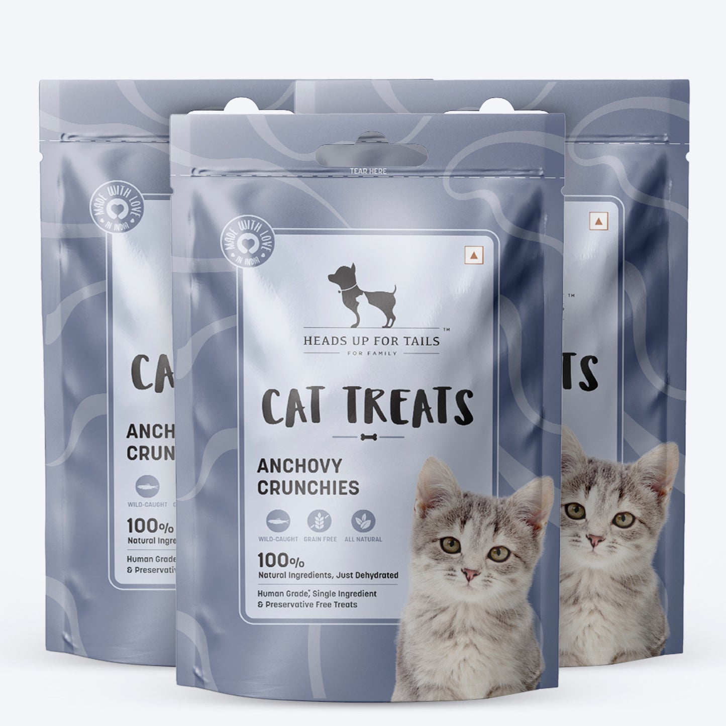 HUFT Dehydrated Anchovies Crunchies Cat Treats - 35 g - Heads Up For Tails