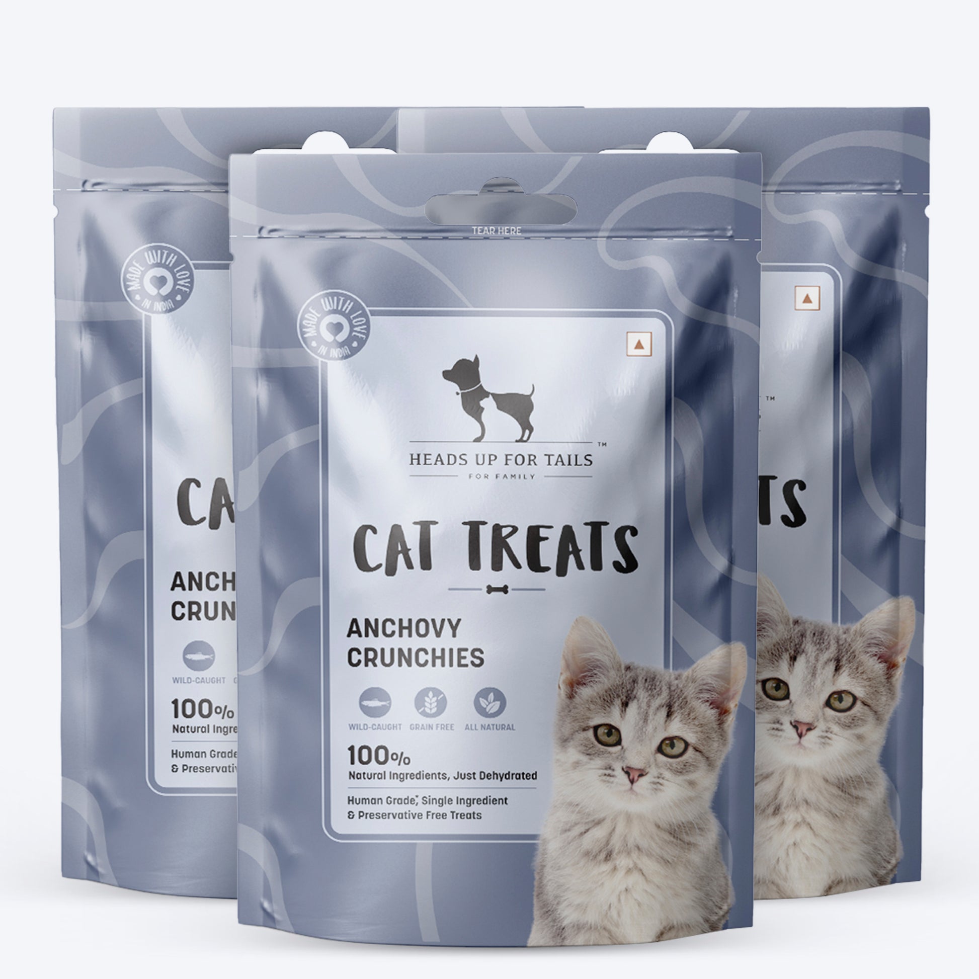 HUFT Dehydrated Anchovies Crunchies Cat Treats - 35 g - Heads Up For Tails
