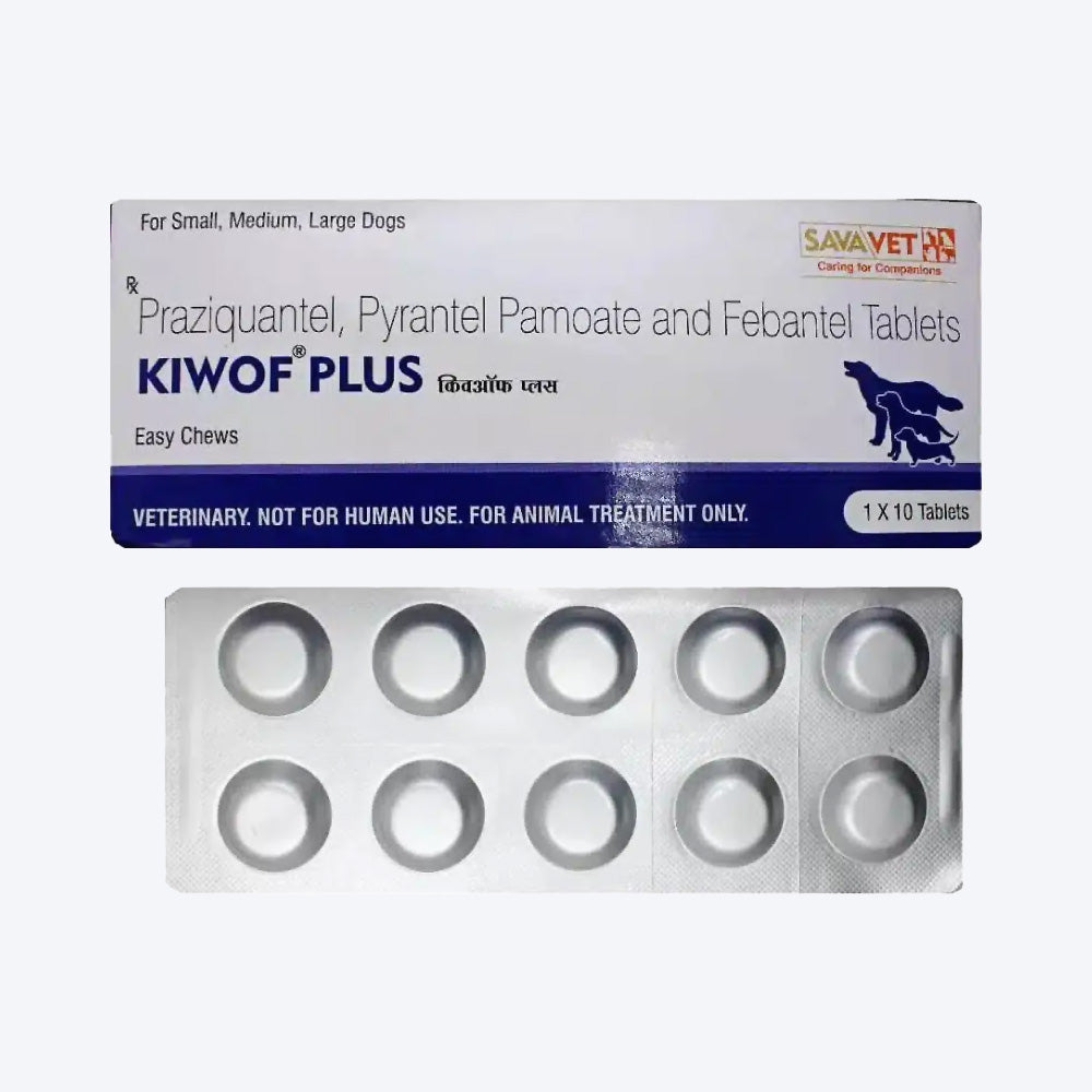 Savavet Kiwof Plus Dewormer Tablets For Dog - All Breed - 1 x 10 Tablets - Heads Up For Tails
