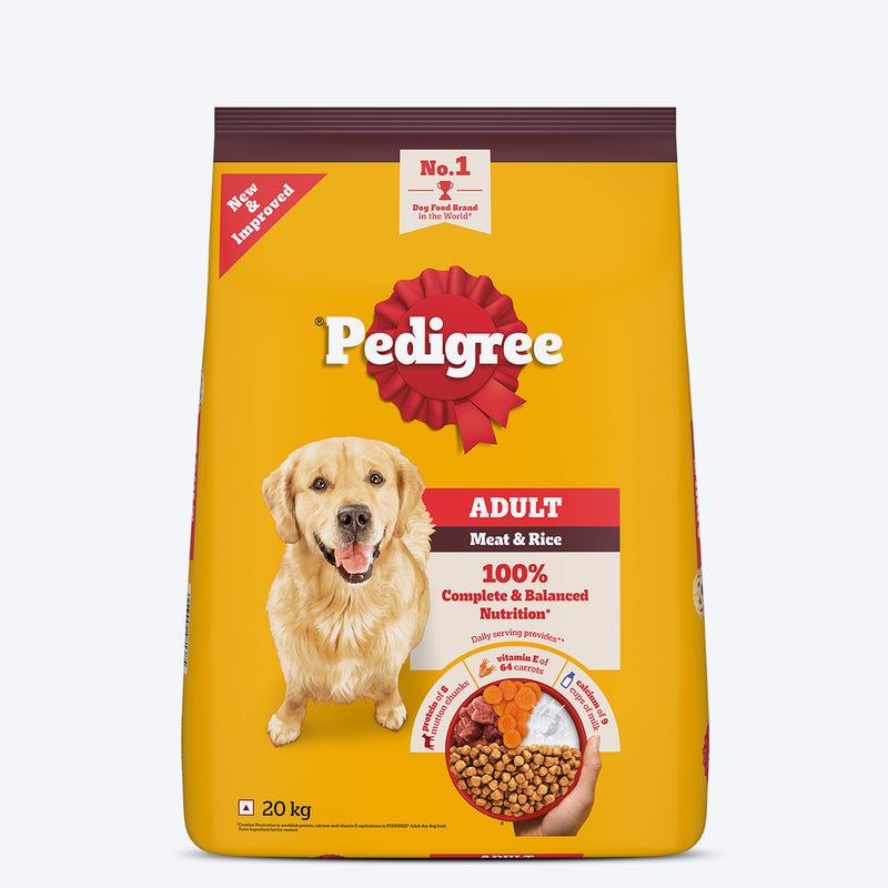 Pedigree Meat & Rice Dry Food For Adult Dog - Heads Up For Tails