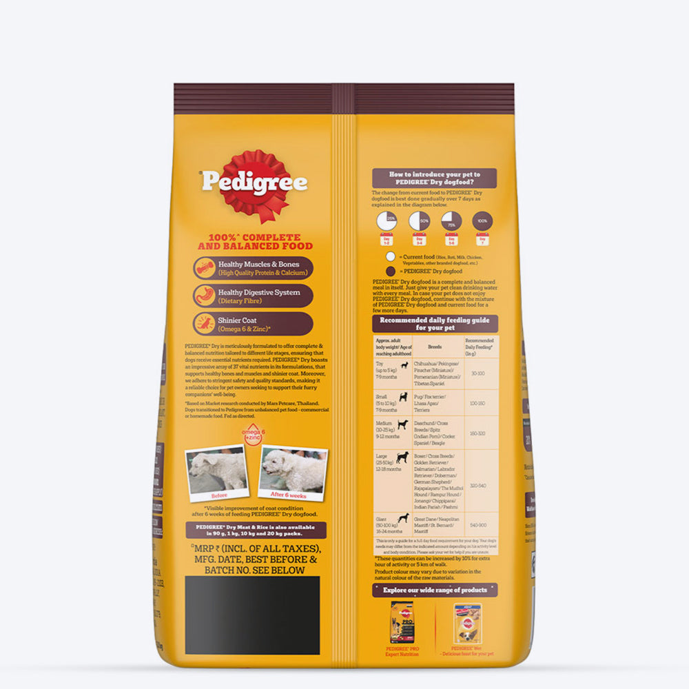 Pedigree Meat & Rice Adult Dry Dog Food - Heads Up For Tails