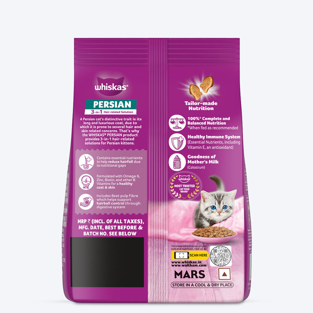Whiskas Persian (3 In 1) Hair Solution Dry Food For Kitten - Heads Up For Tails