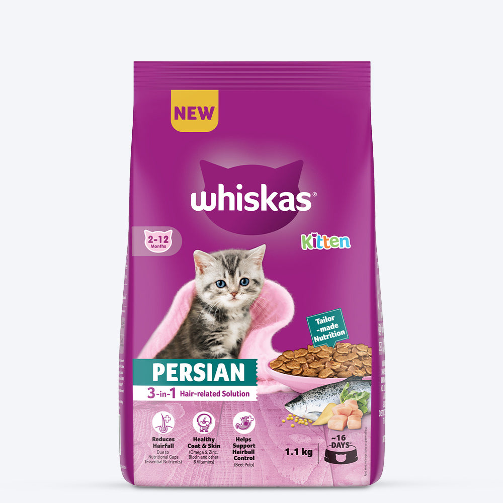 Whiskas Persian (3 In 1) Hair Solution Dry Food For Kitten - Heads Up For Tails