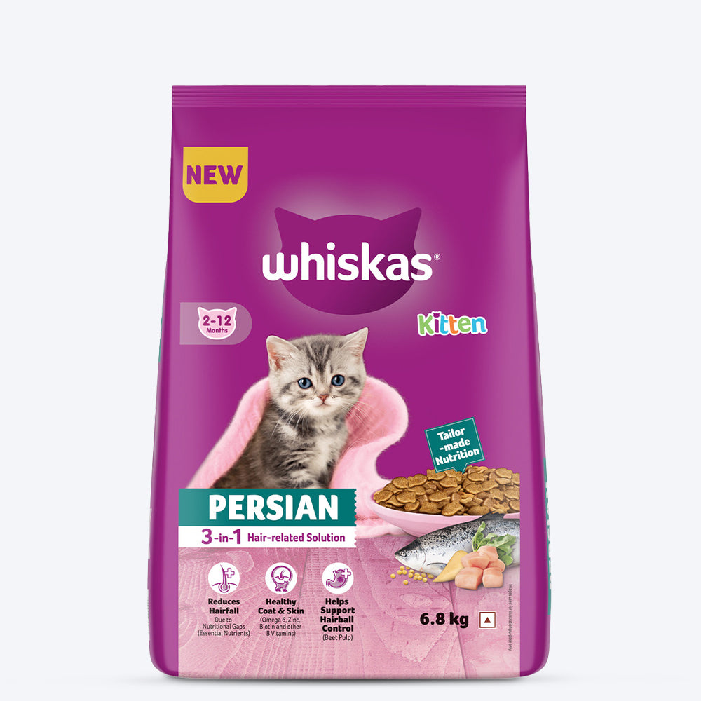 Whiskas Persian (3 In 1) Hair Solution Dry Food For Kitten - Heads Up For Tails