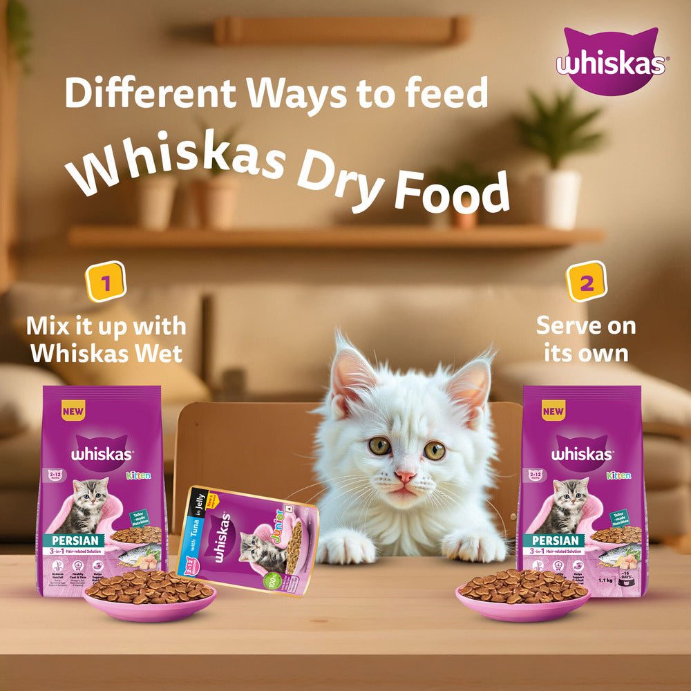 Whiskas Persian (3 In 1) Hair Solution Dry Food For Kitten - Heads Up For Tails