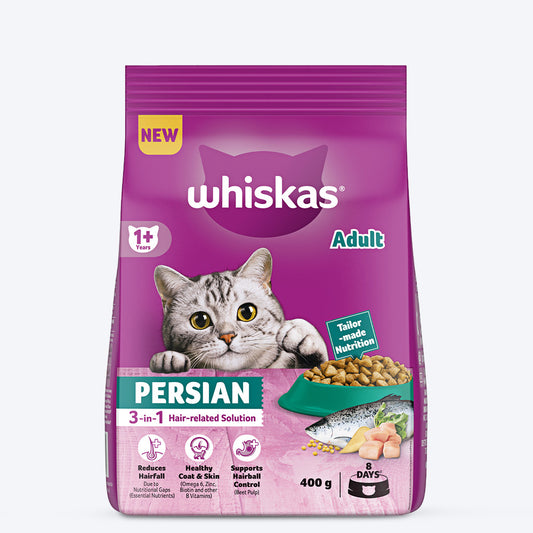 Whiskas Persian (3 In 1) Hair Solution Dry Food For Adult Cat - Heads Up For Tails