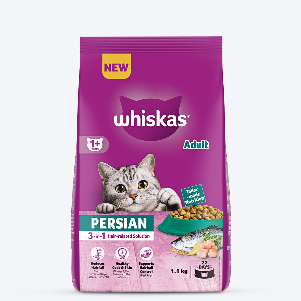 Whiskas Persian (3 In 1) Hair Solution Dry Food For Adult Cat - Heads Up For Tails