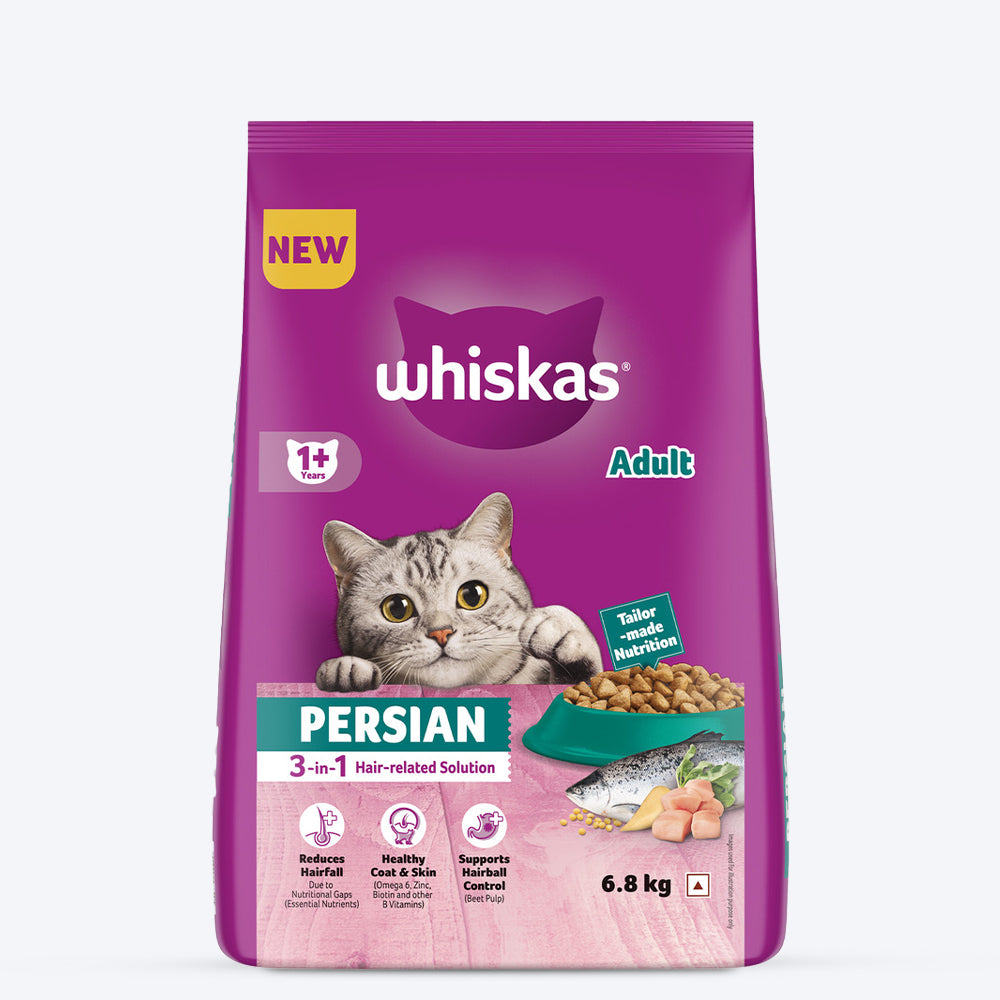 Whiskas Persian (3 In 1) Hair Solution Dry Food For Adult Cat - Heads Up For Tails