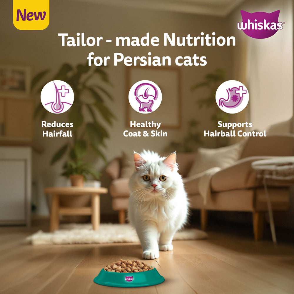 Whiskas Persian (3 In 1) Hair Solution Dry Food For Adult Cat - Heads Up For Tails