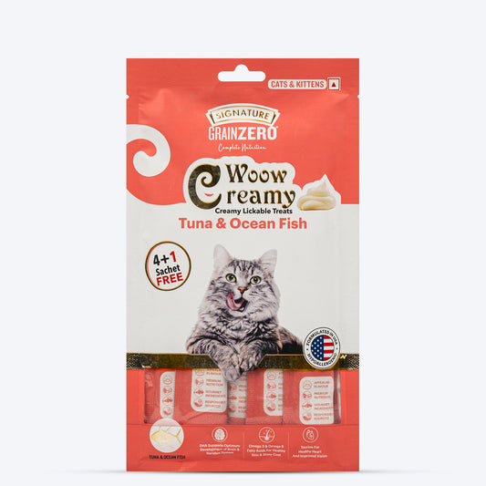Signature Grain Zero Woow Creamy Tuna & Ocean Fish Lickable Treats For Cat & Kitten - 75 g - Heads Up For Tails