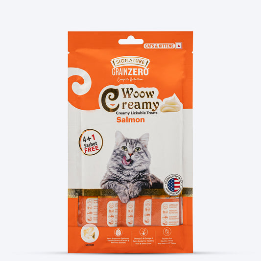 Signature Grain Zero Woow Creamy Salmon Lickable Treats For Cat & Kitten - 75 g - Heads Up For Tails