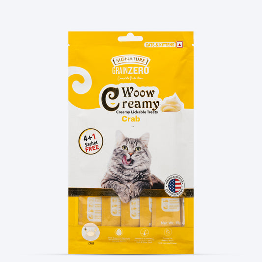 Signature Grain Zero Woow Creamy Crab Lickable Treats For Cat & Kitten - 75 g - Heads Up For Tails