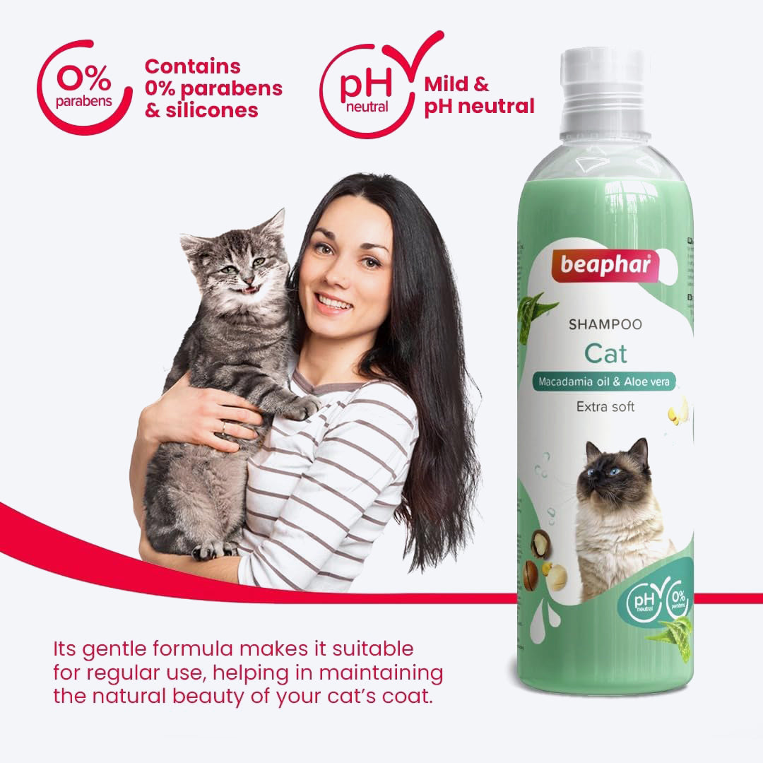 Beaphar Extra Soft Shampoo For Cat - Macadamia Oil & Aloe Vera - 250 ml - Heads Up For Tails