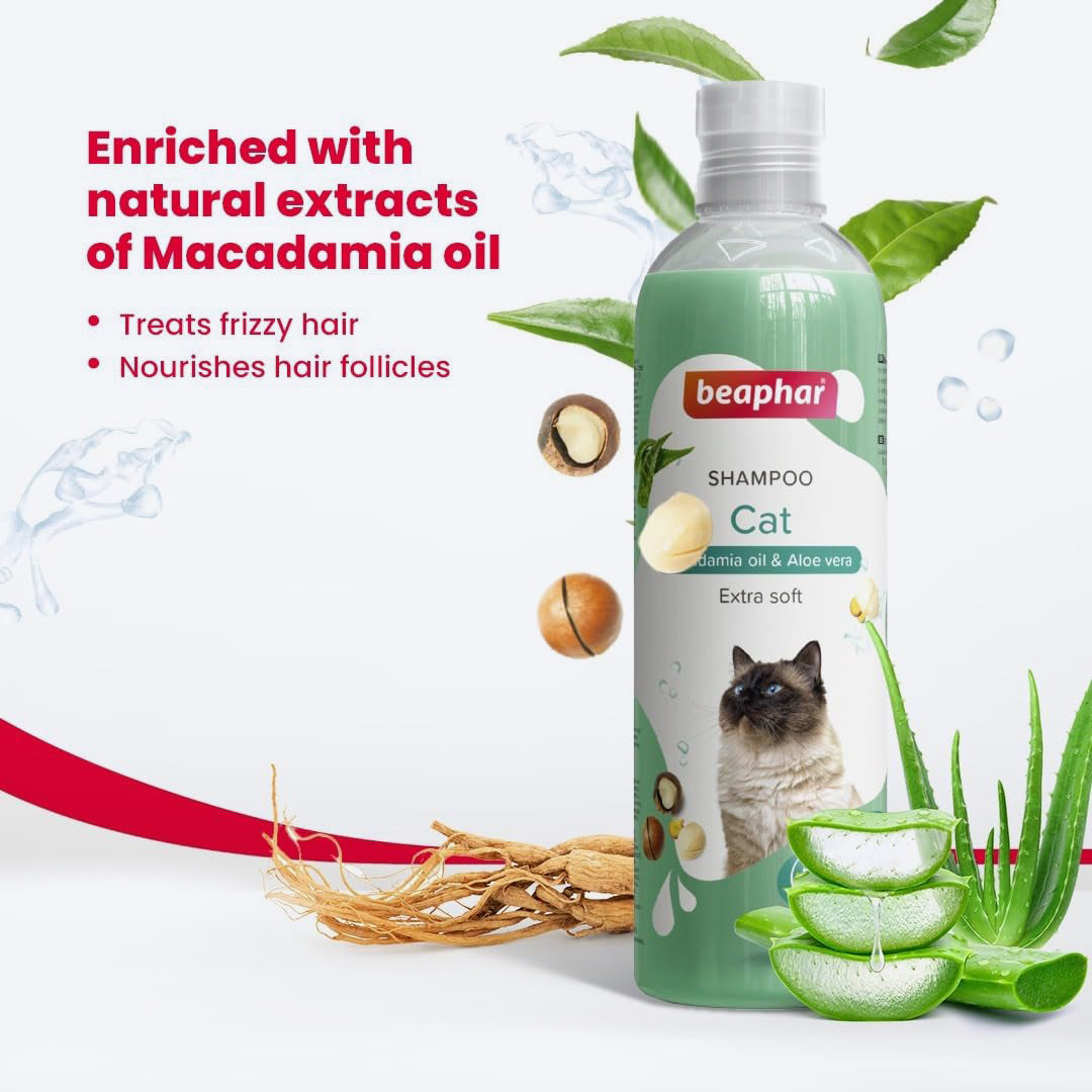 Beaphar Extra Soft Shampoo For Cat - Macadamia Oil & Aloe Vera - 250 ml - Heads Up For Tails