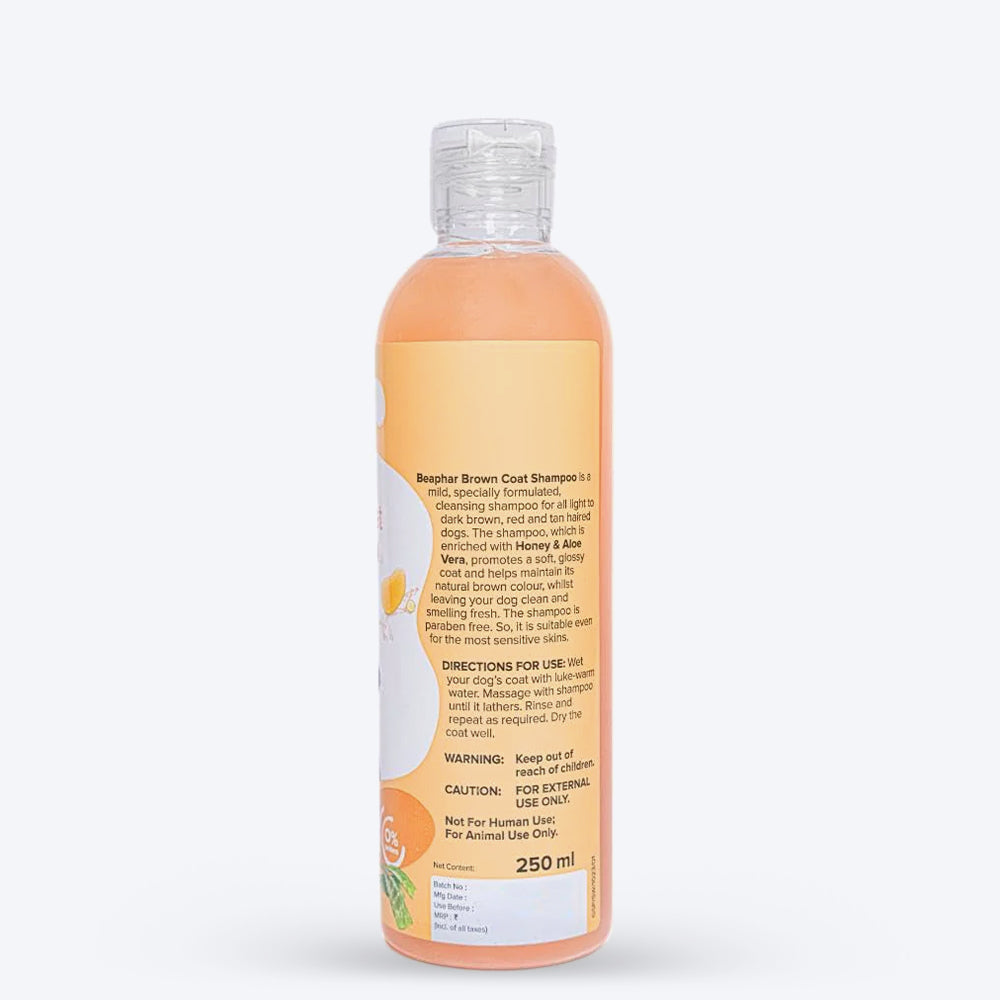 Beaphar Brown And Shiny Coat Shampoo For Dog - Honey & Aloe Vera - 250 ml - Heads Up For Tails