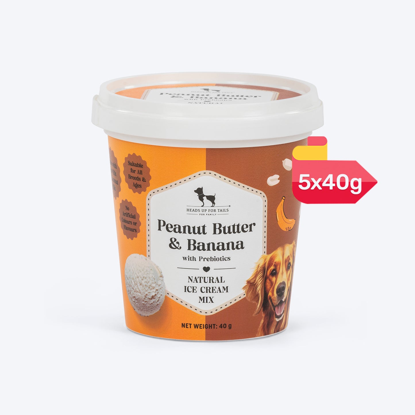 HUFT Ice Cream Peanut Butter & Banana With Prebiotics Mix Treat For Dog - 40 gm - Heads Up For Tails