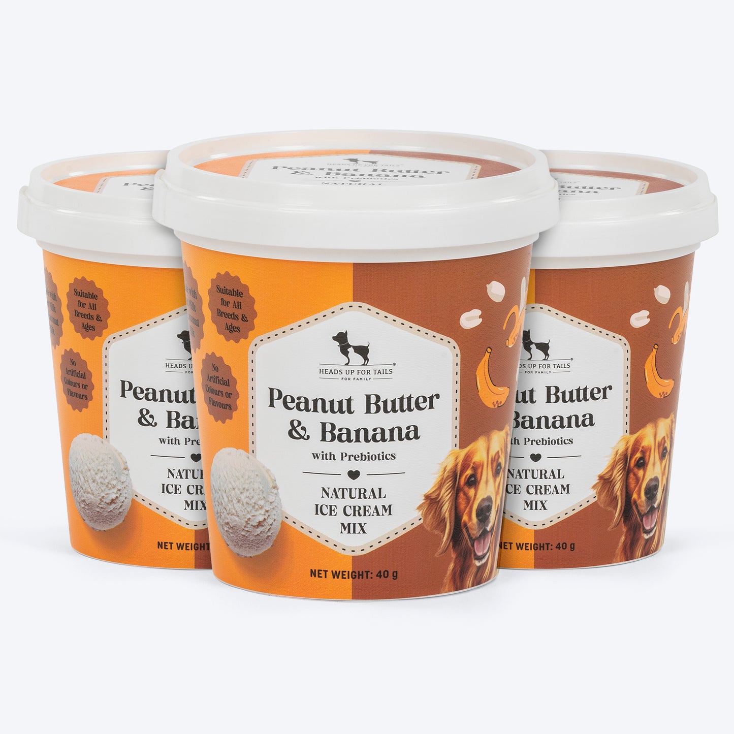 HUFT Ice Cream Peanut Butter & Banana With Prebiotics Mix Treat For Dog - 40 gm - Heads Up For Tails
