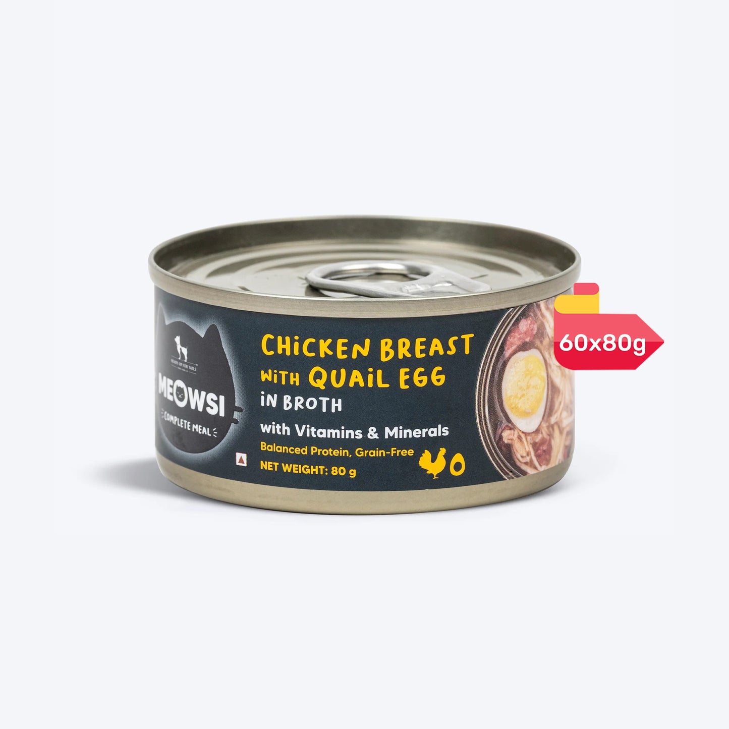 Meowsi by HUFT Chicken Breast With Quail Egg In Broth Canned Cat Wet Food - 80 gm