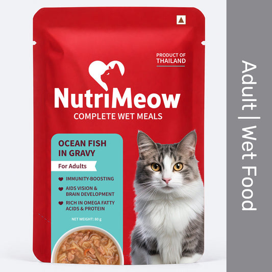 NutriMeow Oceanfish In Gravy Wet Food For Adult Cat - 80 gm