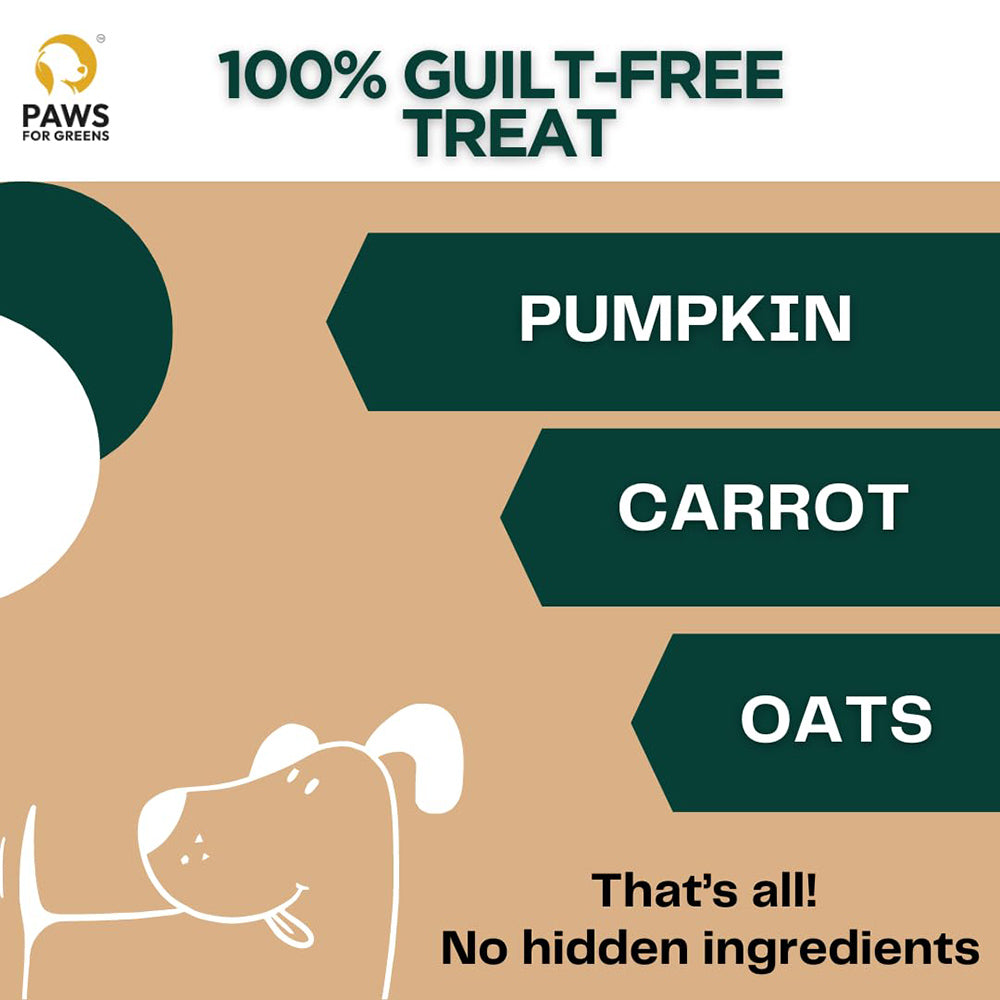 Paws For Greens Vegan Carrot & Pumpkin Treats For Dog - 100 gm - Heads Up For Tails