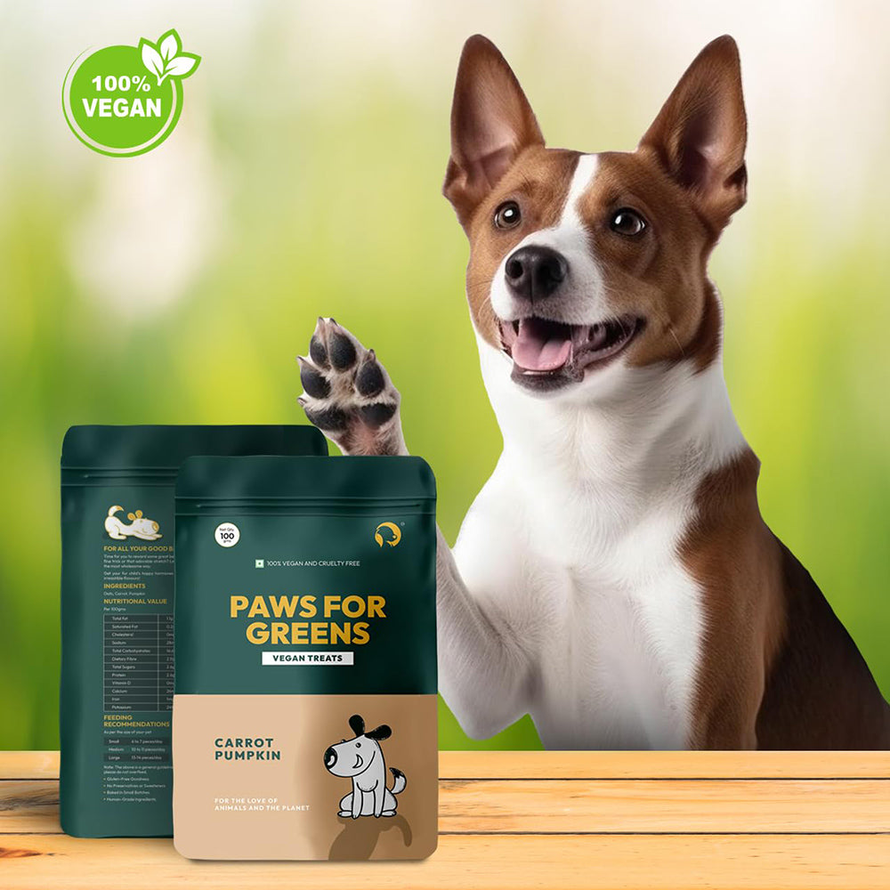 Paws For Greens Vegan Carrot & Pumpkin Treats For Dog - 100 gm - Heads Up For Tails