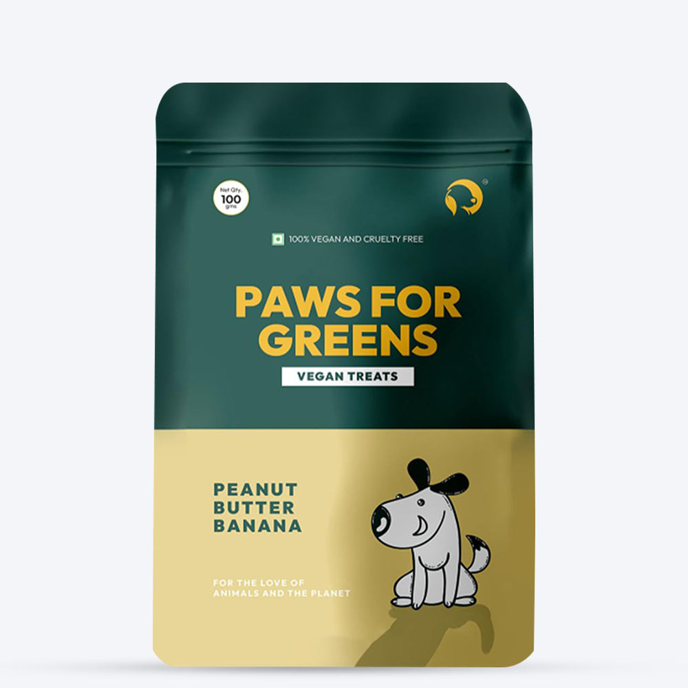Paws For Greens Vegan Peanut Butter & Banana Treats For Dog - 100 gm - Heads Up For Tails